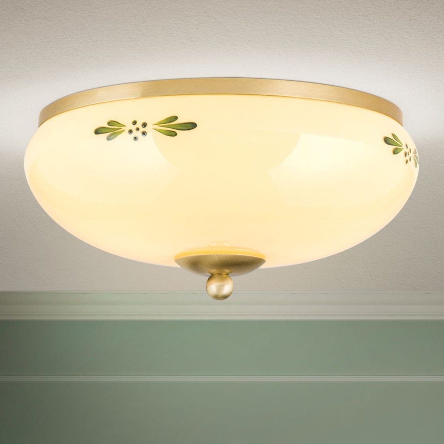Stropna svjetiljka LANDHAUS 2xE27/60W/230V pr. 28 cm mesing/bež