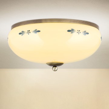 Stropna svjetiljka LANDHAUS 3xE27/60W/230V Ø 35 cm brončana/bež/plava