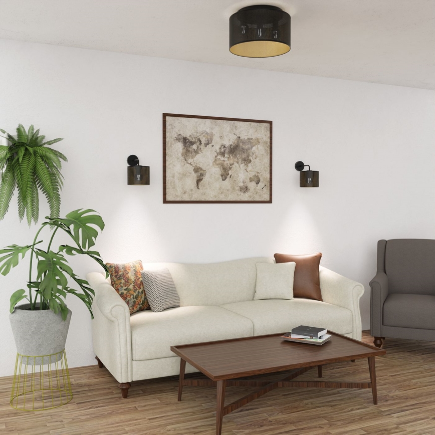 Stropna svjetiljka LOFT SHADE 3xE27/60W/230V crna/zlatna
