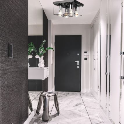 Stropna svjetiljka MIKA 4xE27/60W/230V crna/sjajni krom