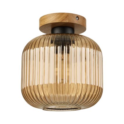 Stropna svjetiljka MILOU WOOD 1xE27/15W/230V hrast/dimljeno bež Ø 20 cm