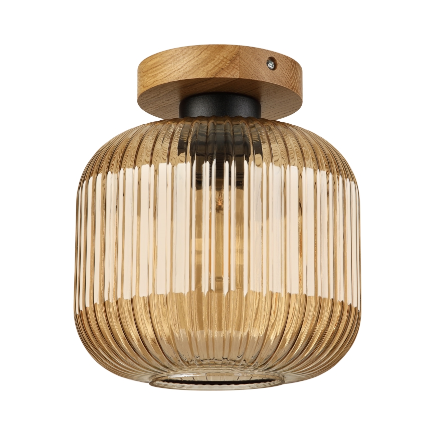 Stropna svjetiljka MILOU WOOD 1xE27/15W/230V hrast/dimljeno bež Ø 20 cm