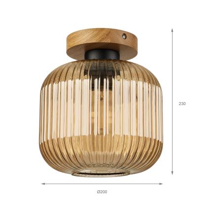 Stropna svjetiljka MILOU WOOD 1xE27/15W/230V hrast/dimljeno bež Ø 20 cm