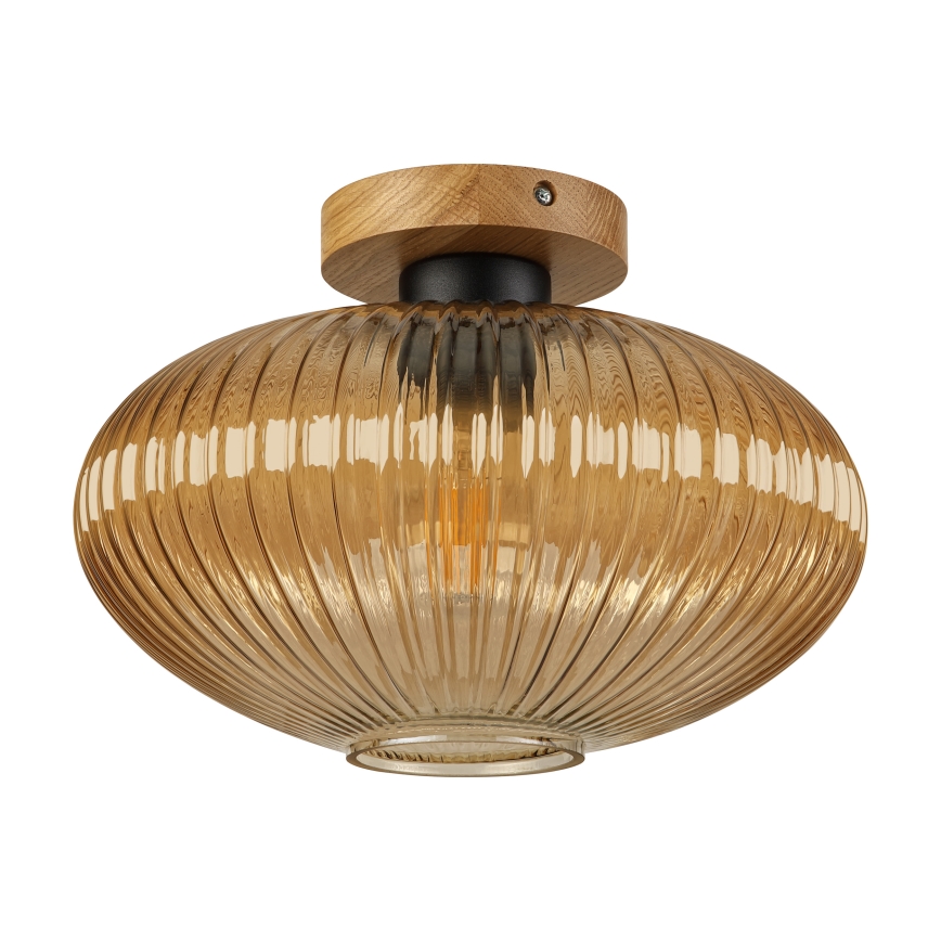 Stropna svjetiljka MILOU WOOD 1xE27/15W/230V hrast/dimljeno bež Ø 29 cm