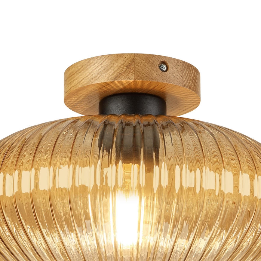 Stropna svjetiljka MILOU WOOD 1xE27/15W/230V hrast/dimljeno bež Ø 29 cm