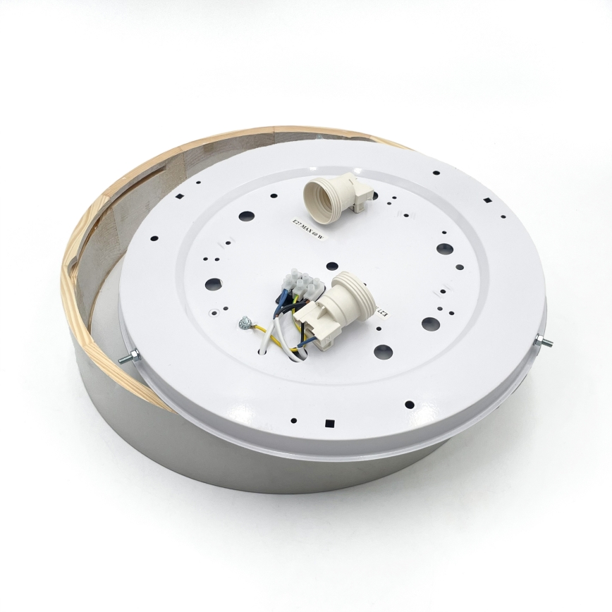 Stropna svjetiljka NATURAL 3xE27/15W/230V Ø 37,5 cm borovina/bijela