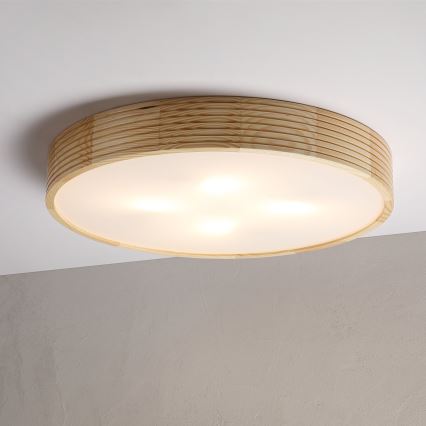 Stropna svjetiljka NATURAL MODERN 4xE27/15W/230V promjera 58 cm borovina