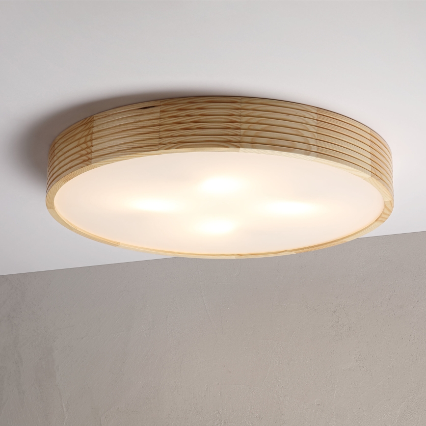 Stropna svjetiljka NATURAL MODERN 4xE27/15W/230V promjera 58 cm borovina