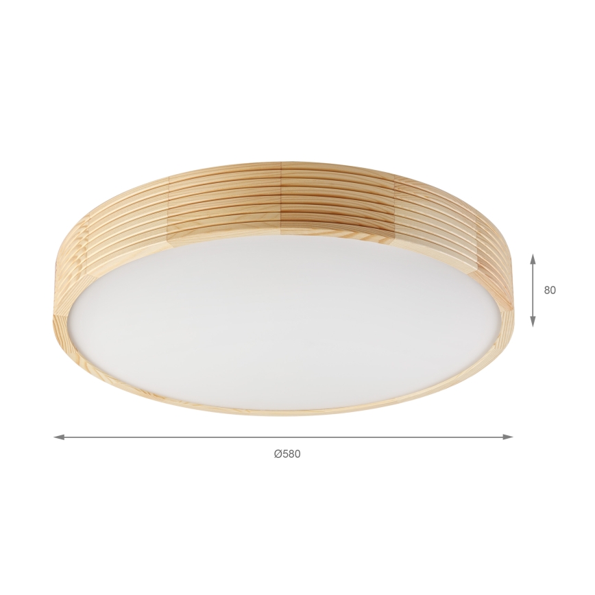 Stropna svjetiljka NATURAL MODERN 4xE27/15W/230V promjera 58 cm borovina