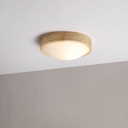 Stropna svjetiljka NATURAL MODERN SLIM, 1xE27/15W/230V, Ø 27,5 cm, borovina