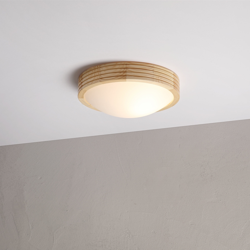 Stropna svjetiljka NATURAL MODERN SLIM, 1xE27/15W/230V, Ø 27,5 cm, borovina