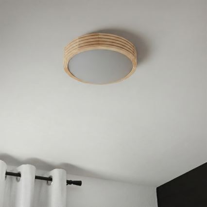 Stropna svjetiljka NATURAL MODERN SLIM, 1xE27/15W/230V, Ø 27,5 cm, borovina