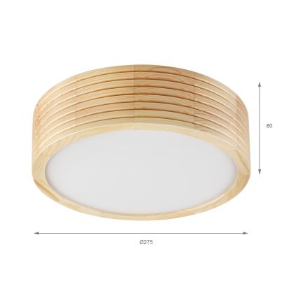 Stropna svjetiljka NATURAL MODERN SLIM, 1xE27/15W/230V, Ø 27,5 cm, borovina