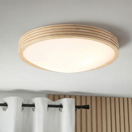 Stropna svjetiljka NATURAL MODERN SLIM 2xE27/15W/230V Ø 37,5 cm borovina