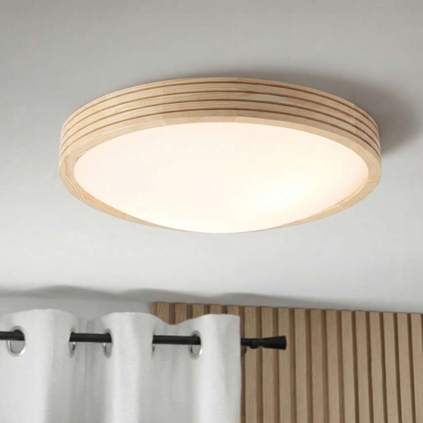 Stropna svjetiljka NATURAL MODERN SLIM 2xE27/15W/230V Ø 37,5 cm borovina