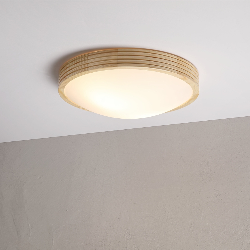 Stropna svjetiljka NATURAL MODERN SLIM 2xE27/15W/230V Ø 37,5 cm borovina
