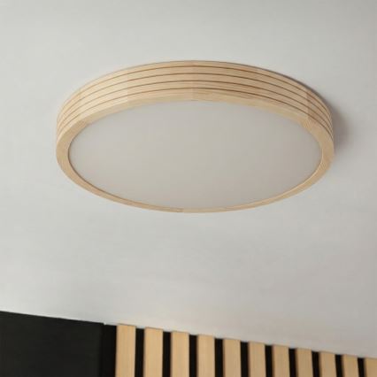 Stropna svjetiljka NATURAL MODERN SLIM 2xE27/15W/230V Ø 37,5 cm borovina