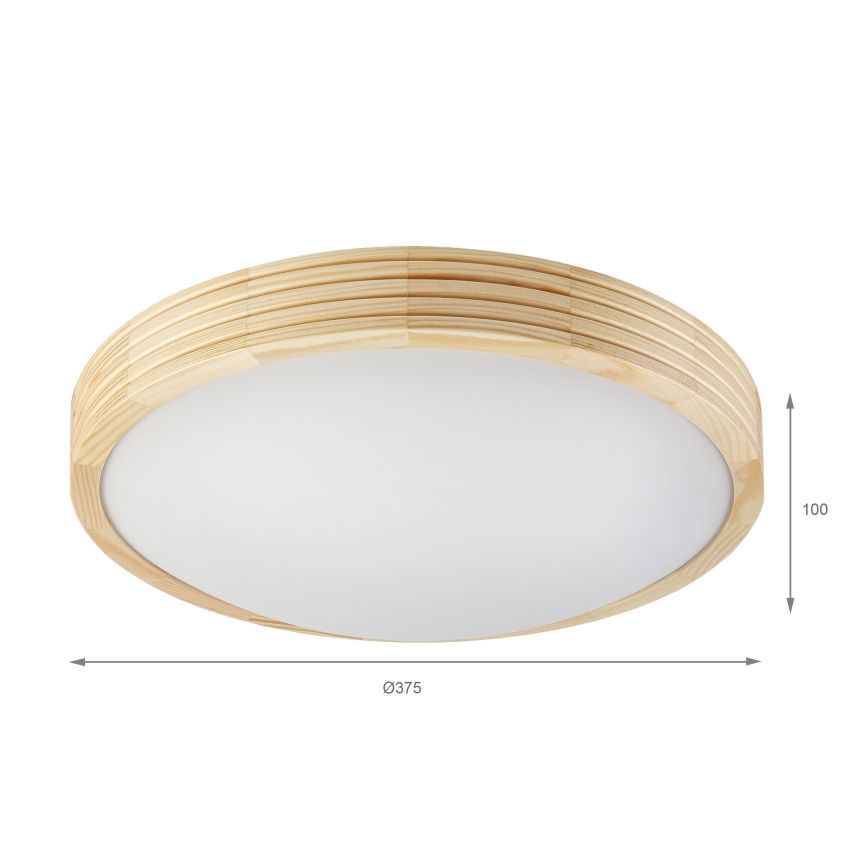Stropna svjetiljka NATURAL MODERN SLIM 2xE27/15W/230V Ø 37,5 cm borovina