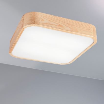 Stropna svjetiljka NATURAL SQUARE 4xE27/15W/230V 45x45 cm bor
