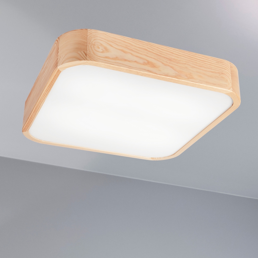 Stropna svjetiljka NATURAL SQUARE 4xE27/15W/230V 45x45 cm bor
