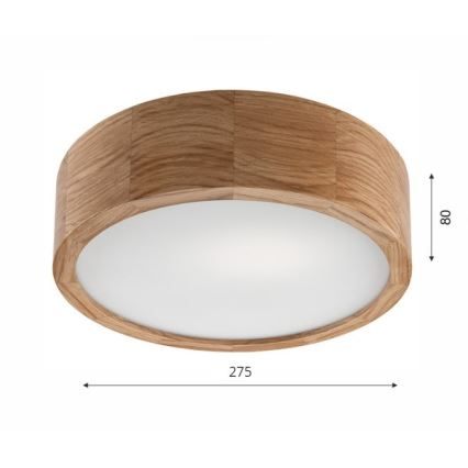 Stropna svjetiljka OAK 1xE27/60W/230V hrast, promjer 27,5 cm