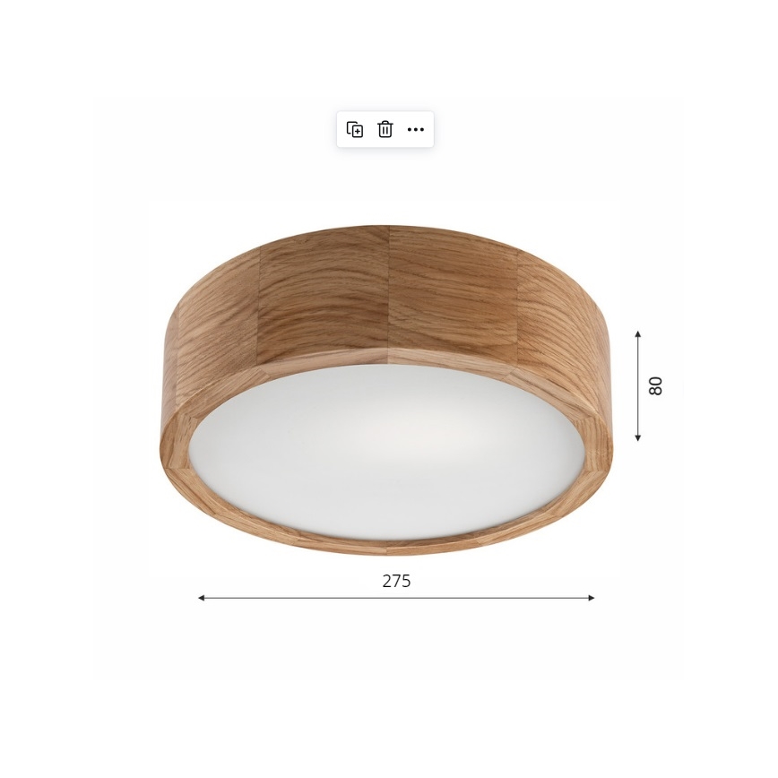 Stropna svjetiljka OAK 1xE27/60W/230V hrast ø 27,5 cm - FSC certificirano