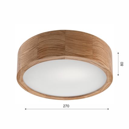 Stropna svjetiljka za kupaonicu OAK 2xE27/15W/230V IP54 hrast ø 27 cm