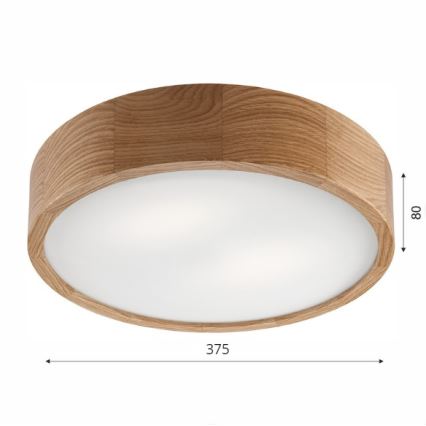 Stropna svjetiljka OAK 2xE27/60W/230V hrast ø 37,5 cm - FSC certificirano