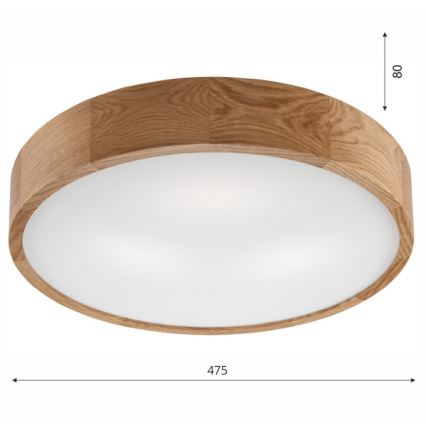 Stropna svjetiljka OAK 3xE27/60W/230V hrast ø 47,5 cm