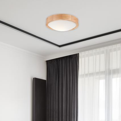 Stropna svjetiljka OAK SLIM 1xE27/60W/230V hrast ø 27 cm