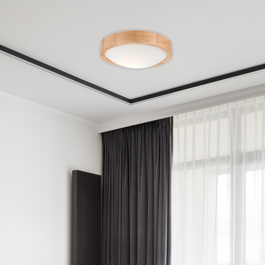 Stropna svjetiljka OAK SLIM 1xE27/60W/230V hrast ø 27 cm