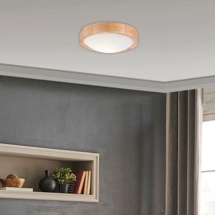 Stropna svjetiljka OAK SLIM 1xE27/60W/230V hrast ø 27 cm
