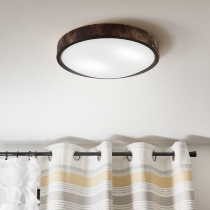 Stropna svjetiljka OAK SLIM 2xE27/15W/230V, promjer 37 cm, hrast/tamnosmeđa