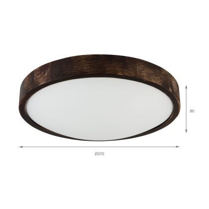 Stropna svjetiljka OAK SLIM 2xE27/15W/230V, promjer 37 cm, hrast/tamnosmeđa
