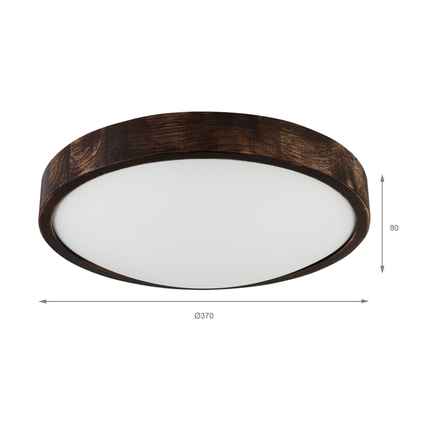 Stropna svjetiljka OAK SLIM 2xE27/15W/230V, promjer 37 cm, hrast/tamnosmeđa