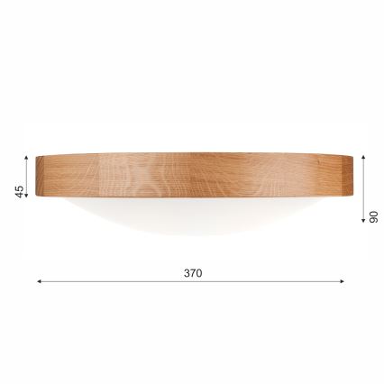 Stropna svjetiljka OAK SLIM 2xE27/60W/230V hrast ø 37 cm - FSC certificirano