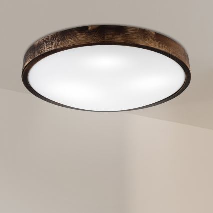 Stropna svjetiljka OAK SLIM 3xE27/15W/230V promjer 47 cm hrast/tamno smeđa
