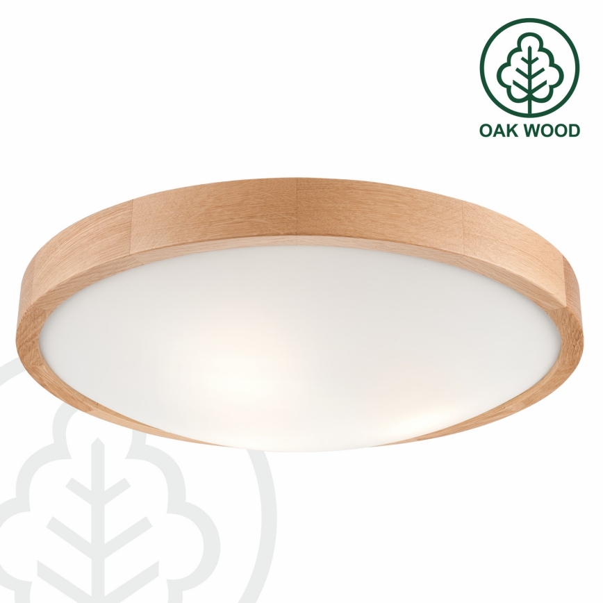Stropna svjetiljka OAK SLIM 3xE27/60W/230V hrast ø 47 cm