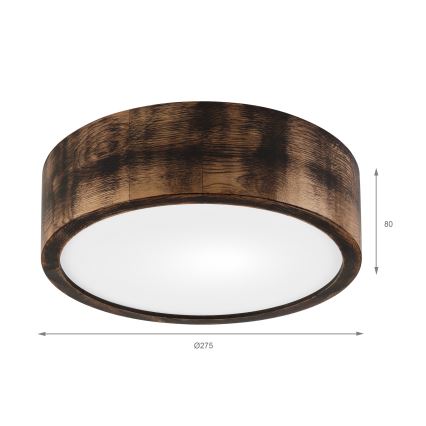 Stropna svjetiljka OAK SMOKY 1xE27/15W/230V ø 27,5 cm hrast/tamno smeđa
