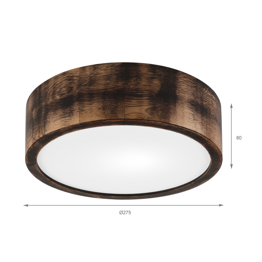 Stropna svjetiljka OAK SMOKY 1xE27/15W/230V ø 27,5 cm hrast/tamno smeđa