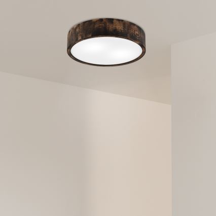 Stropna svjetiljka OAK SMOKY 2xE27/15W/230V ø 37,5 cm hrast/tamno smeđa