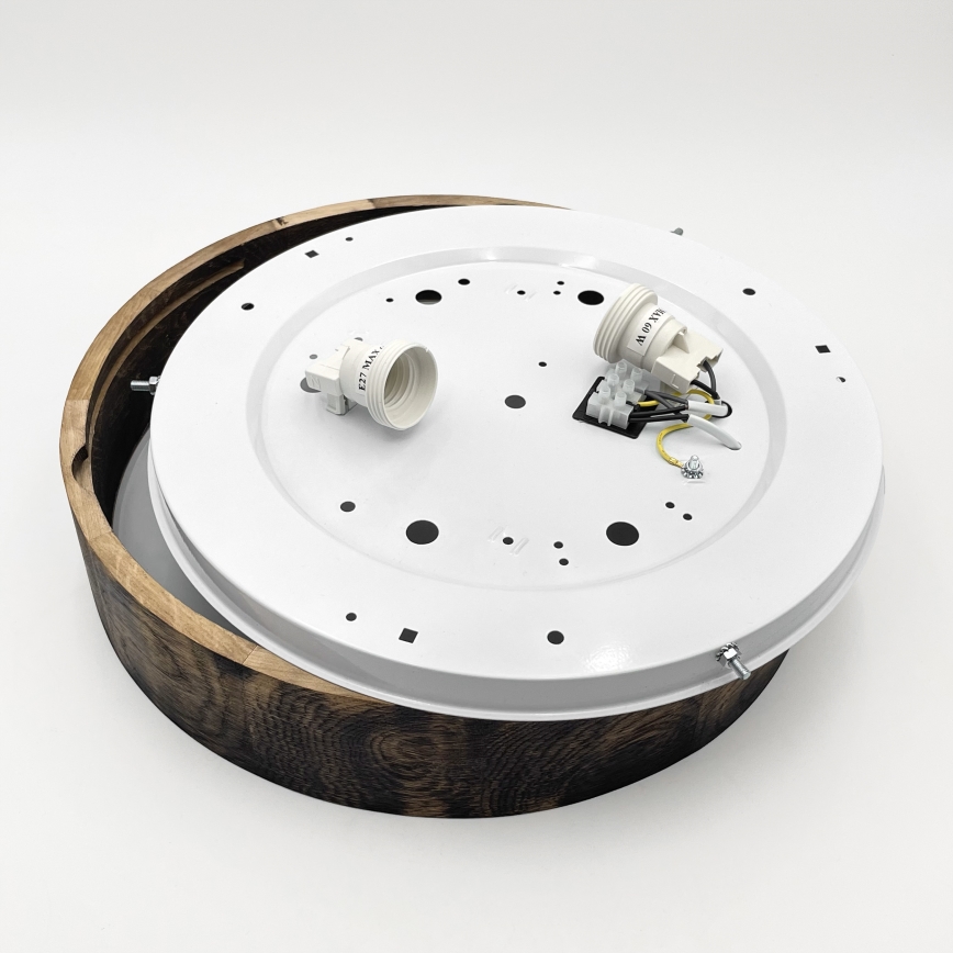 Stropna svjetiljka OAK SMOKY 2xE27/15W/230V ø 37,5 cm hrast/tamno smeđa