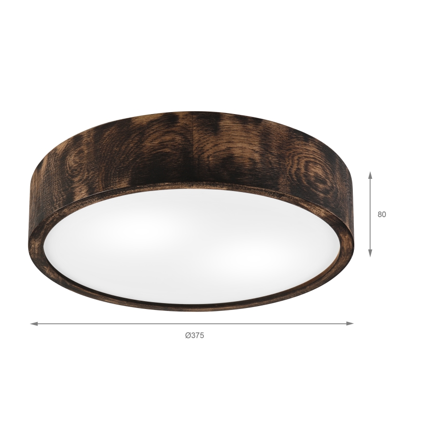 Stropna svjetiljka OAK SMOKY 2xE27/15W/230V ø 37,5 cm hrast/tamno smeđa