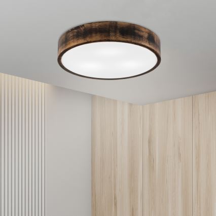 Stropna svjetiljka OAK SMOKY 3xE27/15W/230V ø 47,5 cm hrast/tamno smeđa