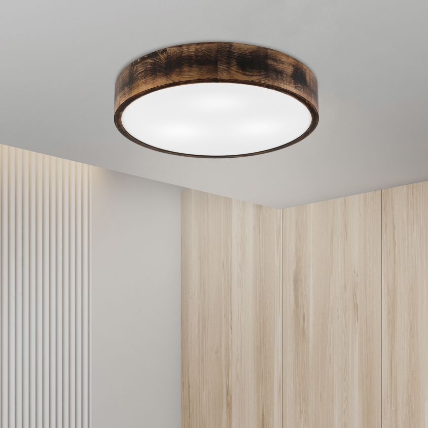 Stropna svjetiljka OAK SMOKY 3xE27/15W/230V ø 47,5 cm hrast/tamno smeđa