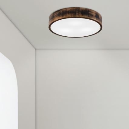 Stropna svjetiljka OAK SMOKY 3xE27/15W/230V ø 47,5 cm hrast/tamno smeđa