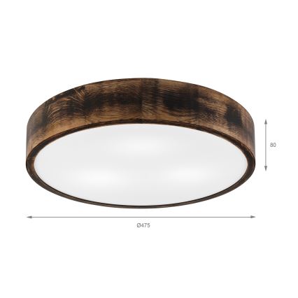 Stropna svjetiljka OAK SMOKY 3xE27/15W/230V ø 47,5 cm hrast/tamno smeđa