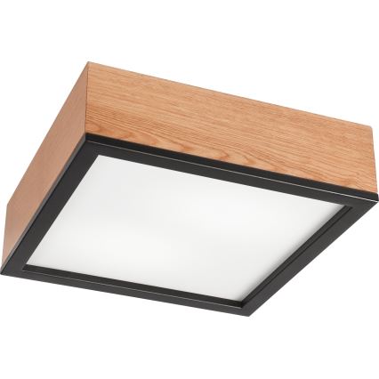 Stropna svjetiljka OAK SQUARE 2xE27/15W/230V 31x31 cm hrast/crna