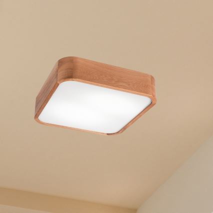 Stropna svjetiljka OAK SQUARE 2xE27/15W/230V 35x35 cm hrast