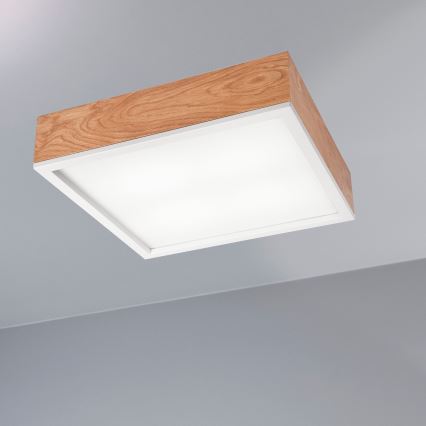 Stropna svjetiljka OAK SQUARE 4xE27/15W/230V 39x39 cm hrast/bijela